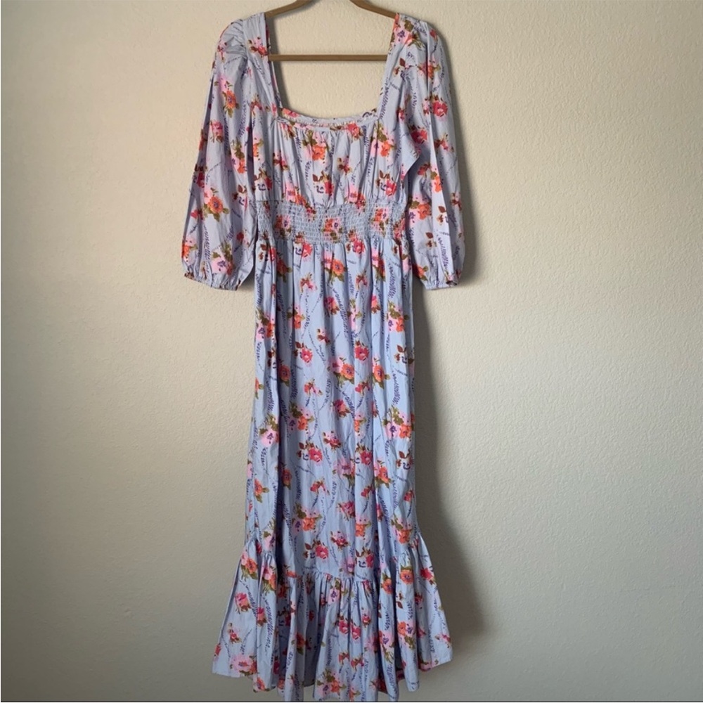 NWT Loveshack fancy purple floral cotton maxi dress puffy sleeves feminine